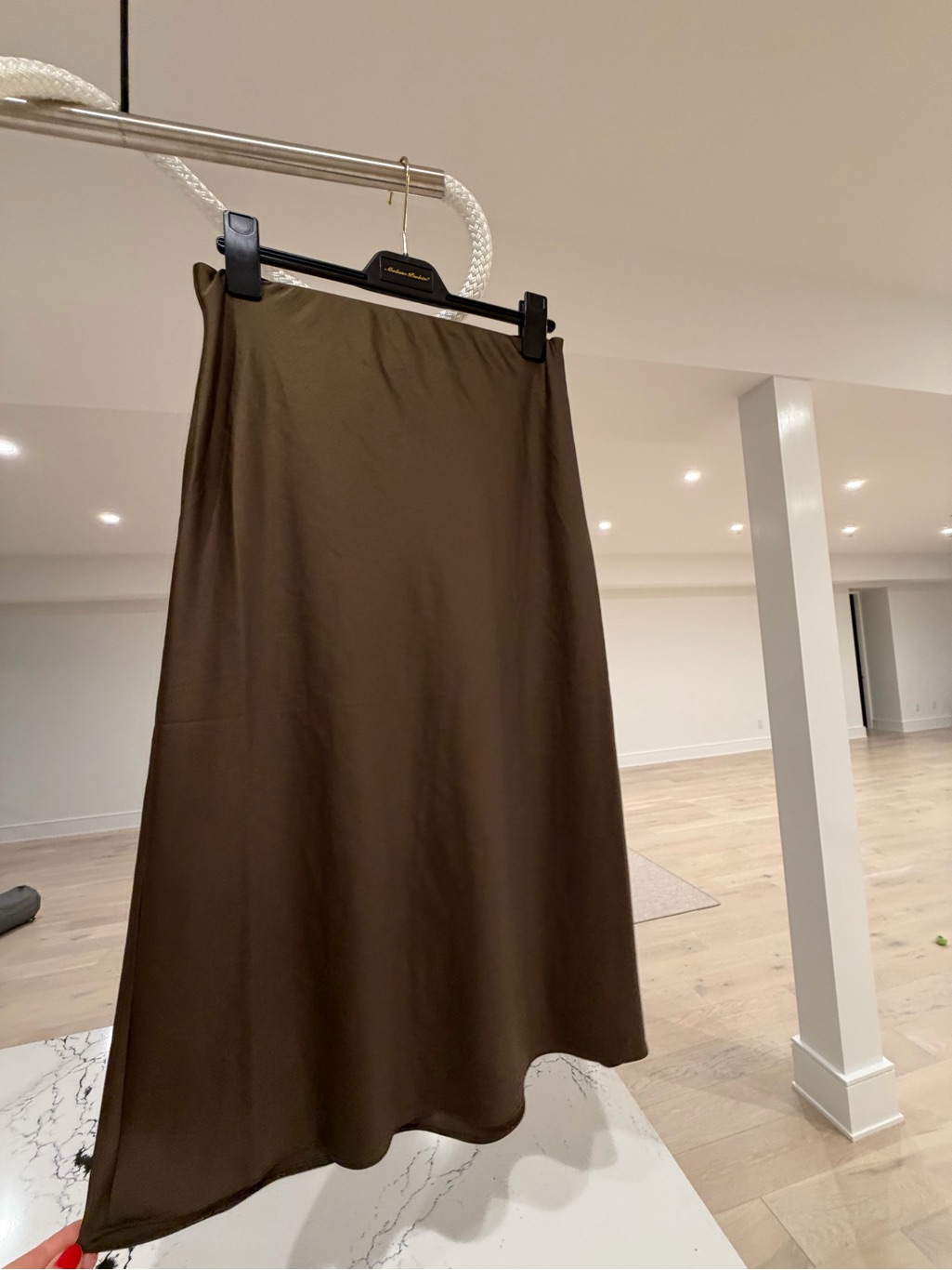 Jenni Kayne Brown Satin A-Line Midi Skirt